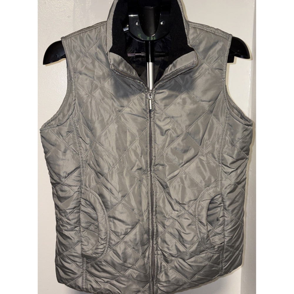Jane Ashley Women's Quilted Vest Size Large Gray Metallic NEW NWOT